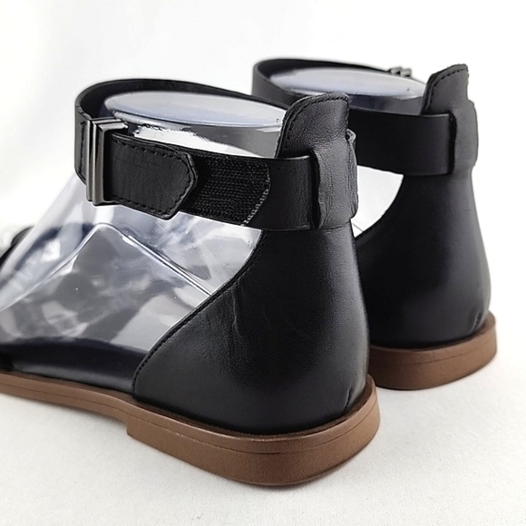 Franco Sarto Miras Black Flat Leather Sandal Ankle Strap Toe Ring Size 6M - Picture 12 of 16